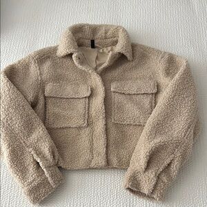 H&M Cropped Tan Sherpa Jacket